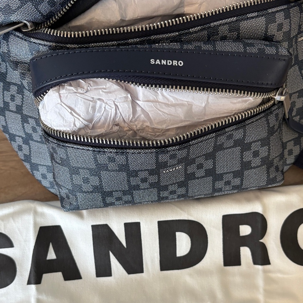 Sandro Black and Gray Patterned Belt Bag - Picture 12 of 12